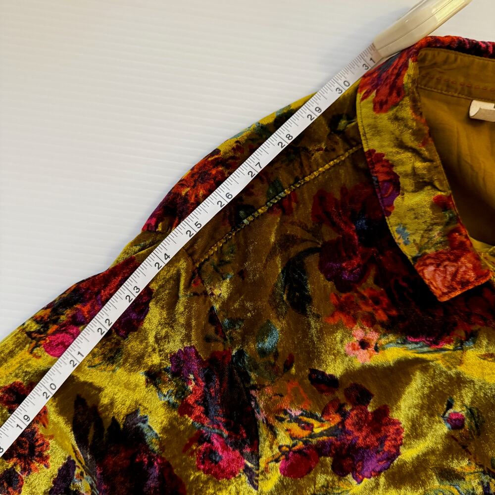 Anthropologie Pilcro Hadley Relaxed Velvet Burnout Shirt 2X Mustard Festival - Picture 16 of 16